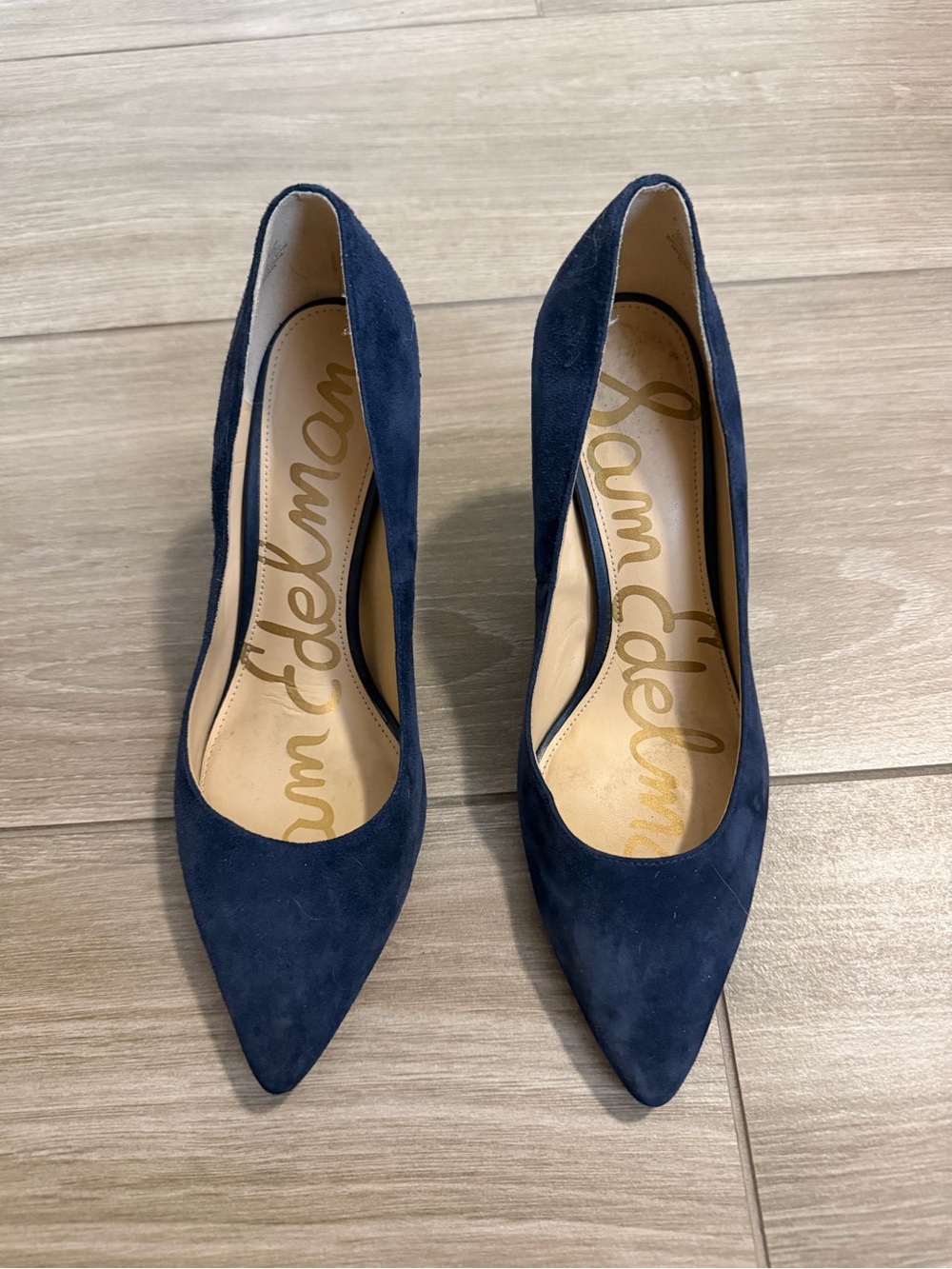 Sam Edelman Navy Suede Pointed-Toe Pumps